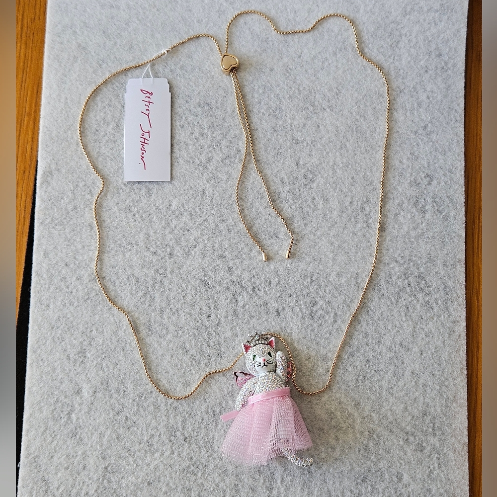 Betsey Johnson Cat Fairy Pendant Slider Necklace - Picture 3 of 16